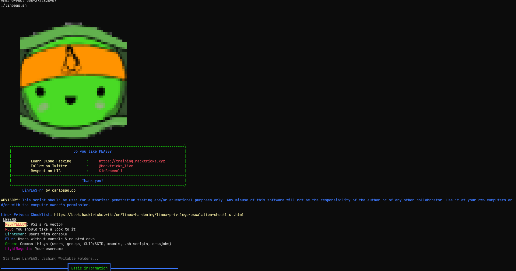 Linpeas output highlighting interesting files